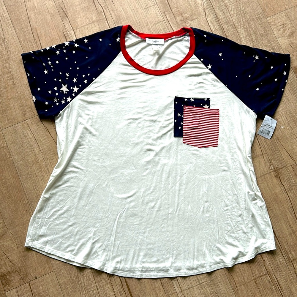 Moa Moa American Flag Patriotic Tee NWT, 3X